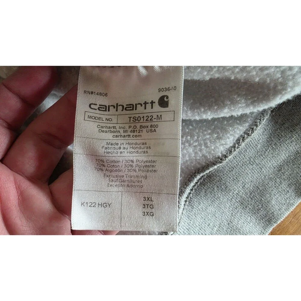 Carhartt Men's Grey Hooded Jacket Size 3XL Loose Fit